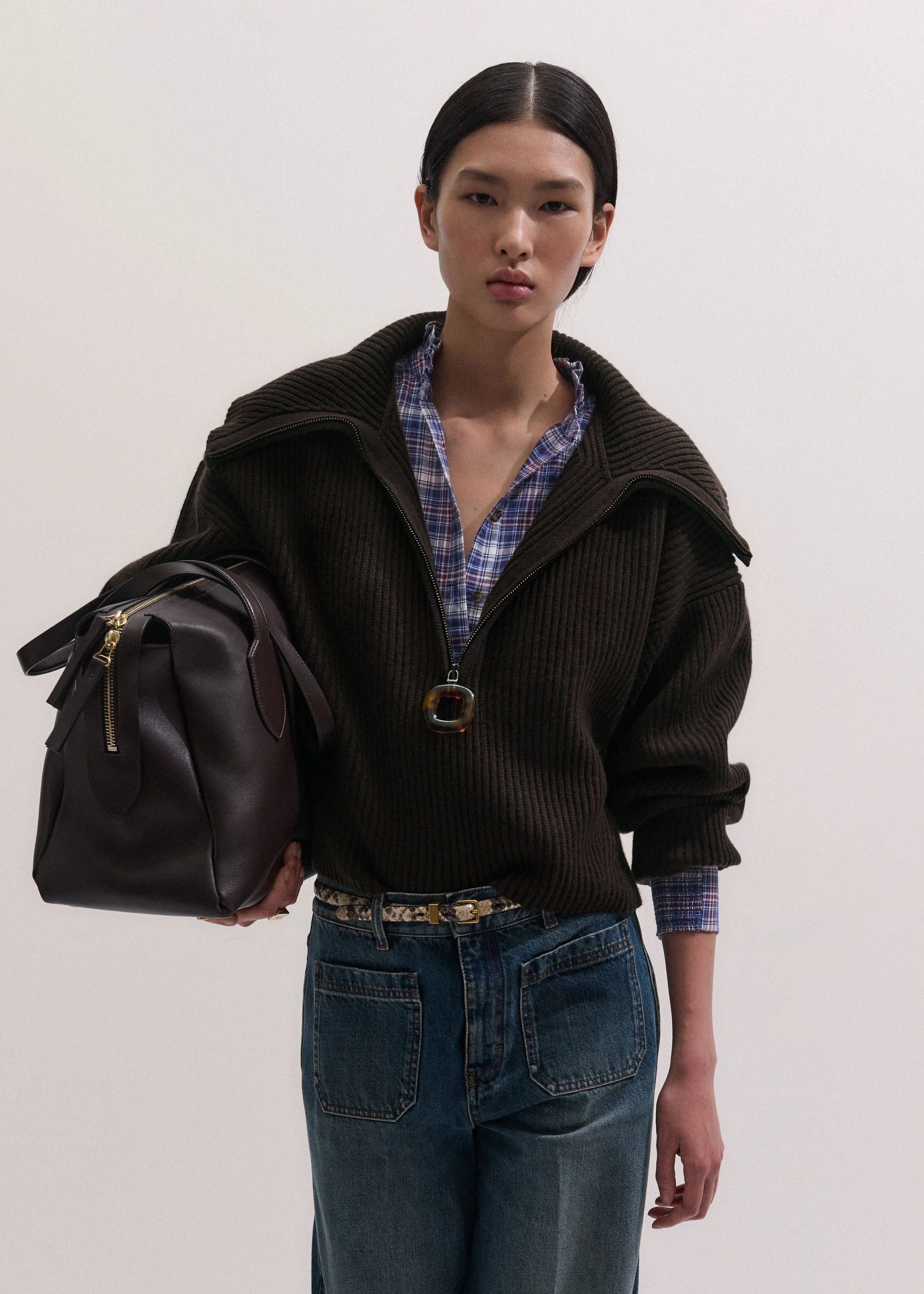 Sculptural Zip Sweater - 1