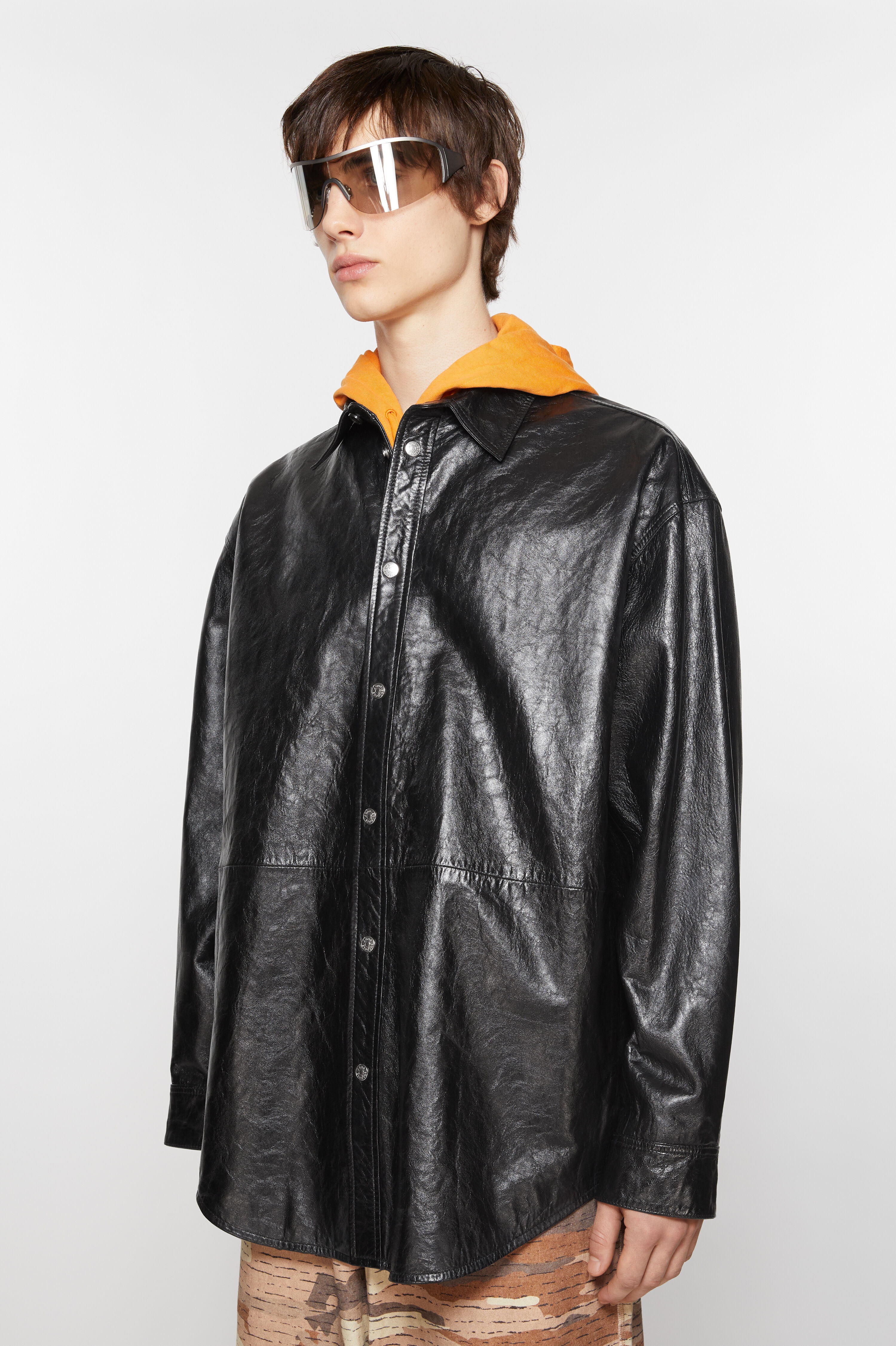 Leather shirt jacket - Black - 3