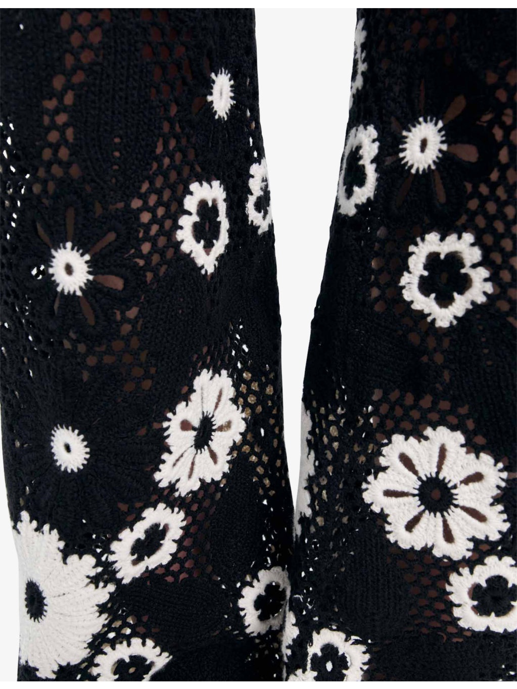 Floral-Pattern Wide-Leg Cotton-Crochet Trousers - 5