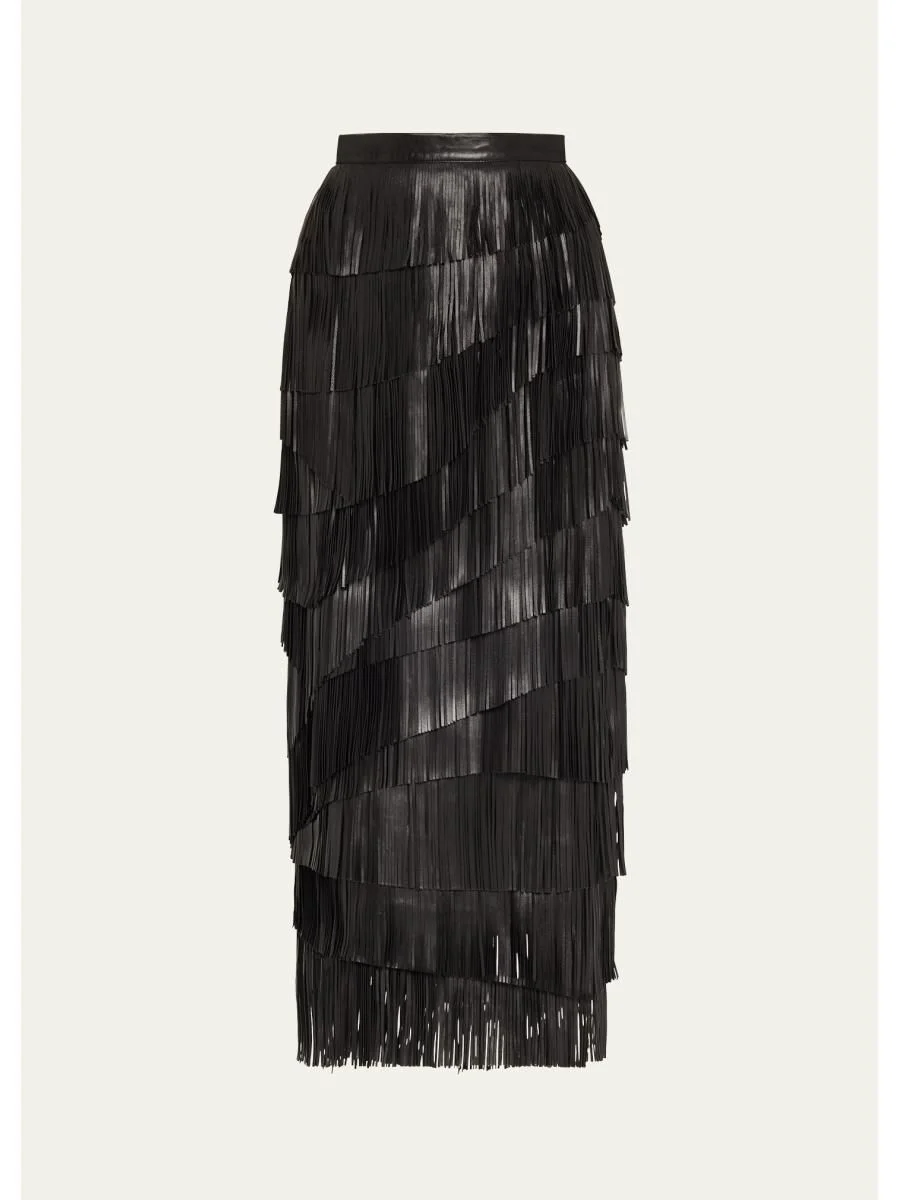 Therese Leather Fringe Skirt - 1