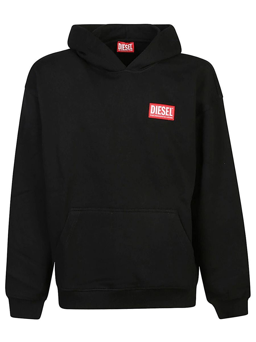 DIESEL★S-BOXT-HOOD-LAB SWEATSHIRT Men's Hoodie with Diesel label | Black | Diesel