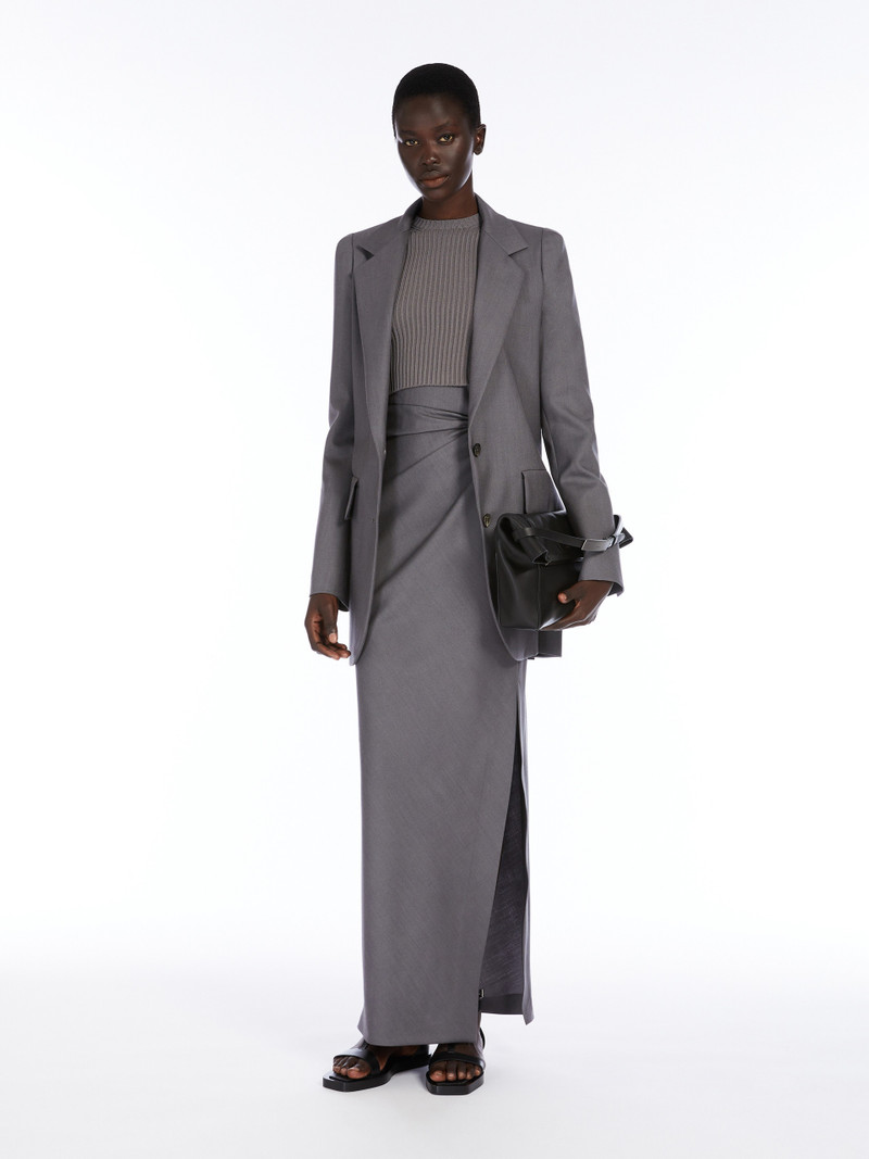 Max Mara NAVONA Wool, mohair and silk slim-fitting skirt outlook