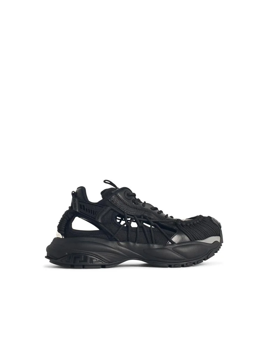 Versace 'Mercury' Black Leather Blend Sneakers - 1