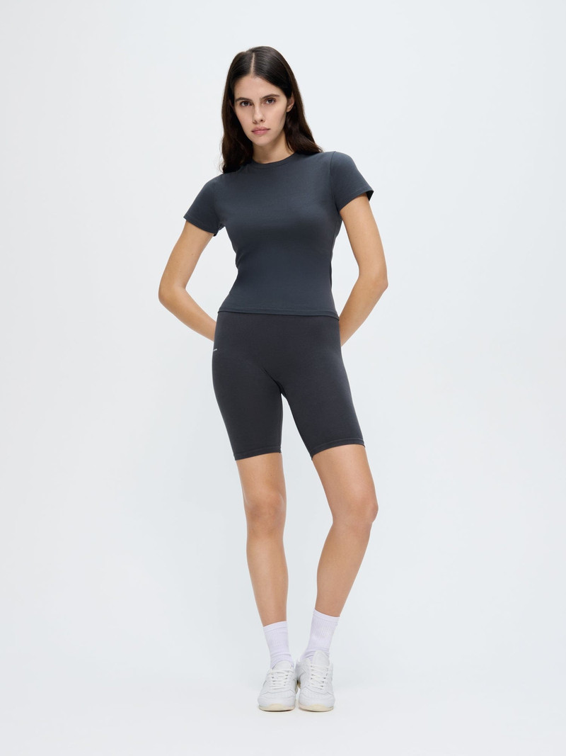Womens Cotton-Stretch Slim T-Shirt - Smoked Black 3