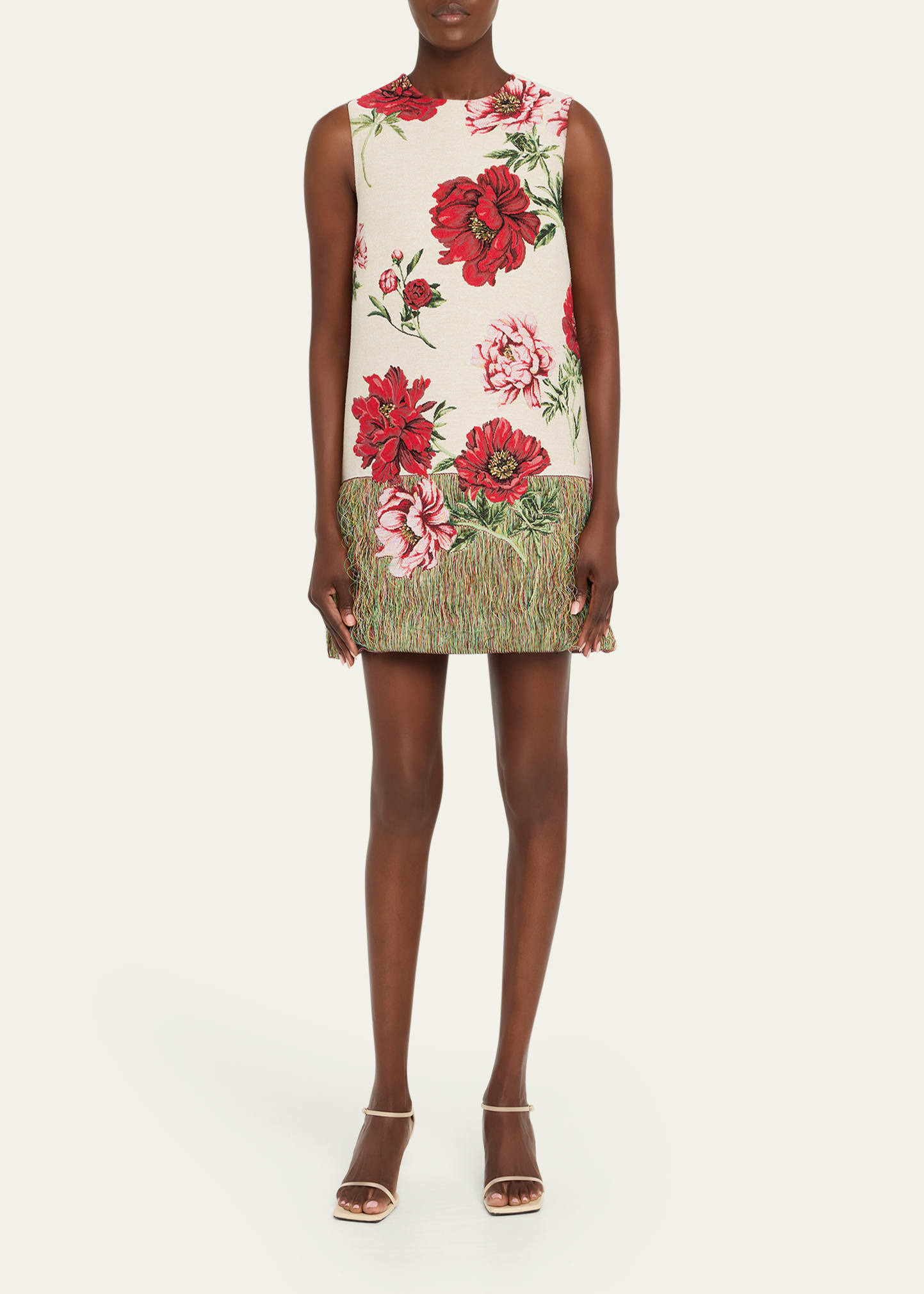 Peony Unraveled Jacquard Sleeveless Mini Day Dress - 2