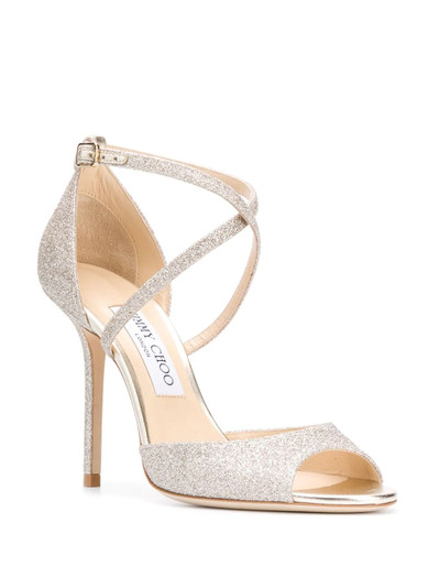 JIMMY CHOO Emsy 100mm glitter-embellished sandals outlook