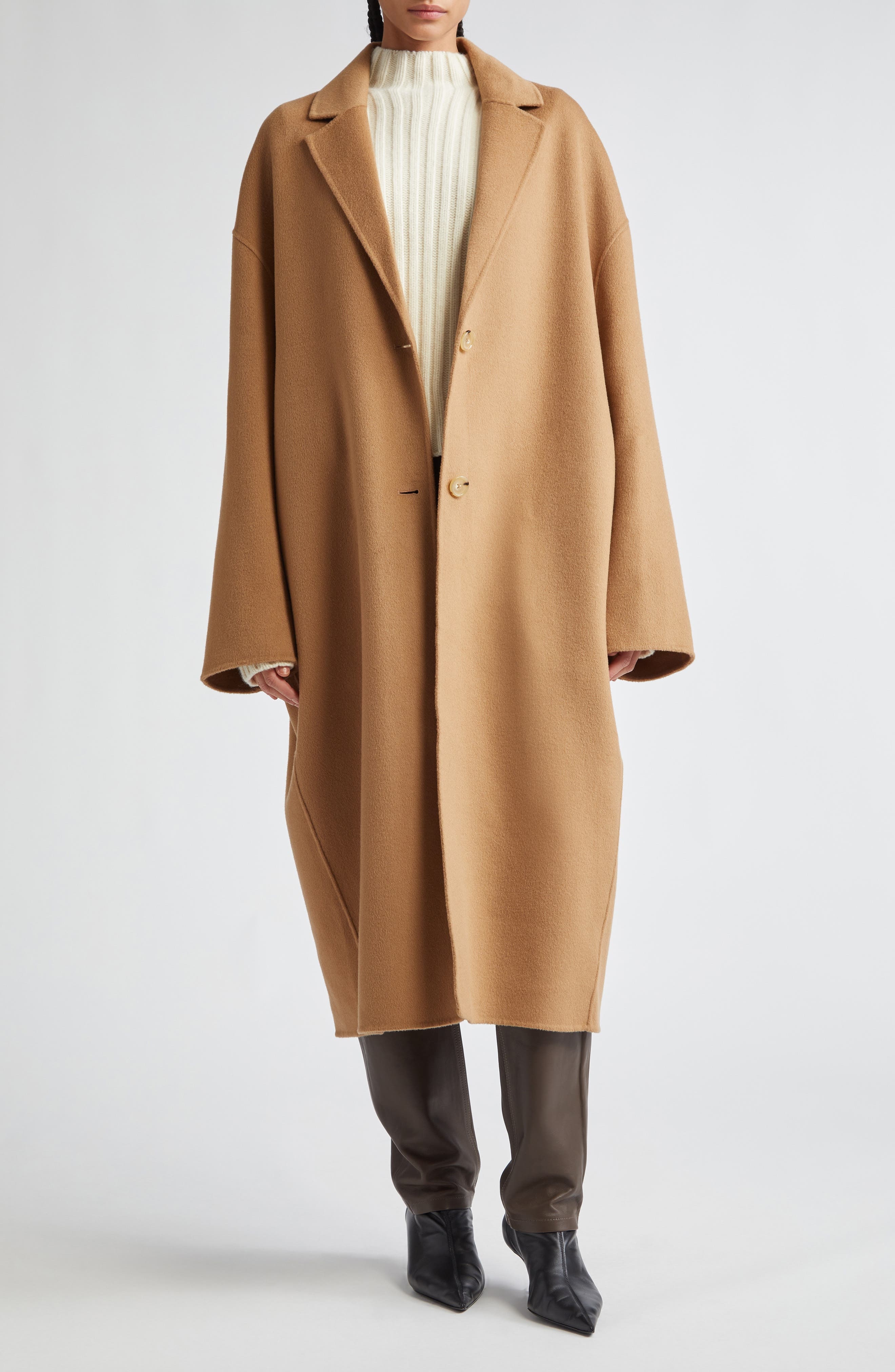 TOTEME Double Face Wool Cocoon Coat in Camel at Nordstrom - 2
