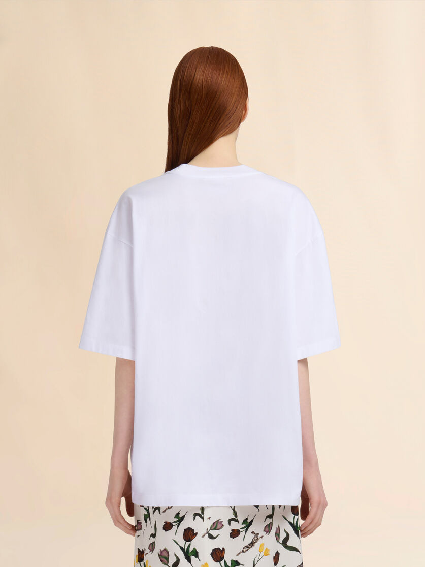 WHITE COTTON T-SHIRT WITH TULIP PRINT - 3
