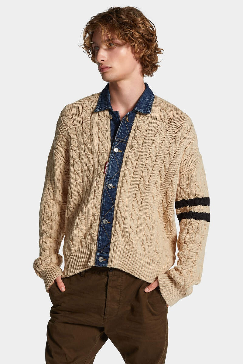 DENIM DETAIL KNIT CARDIGAN 3