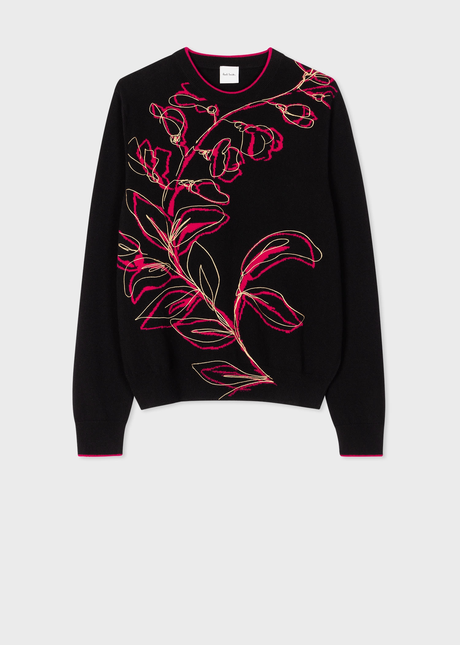 Black 'Ink Floral' Lambswool Sweater - 1