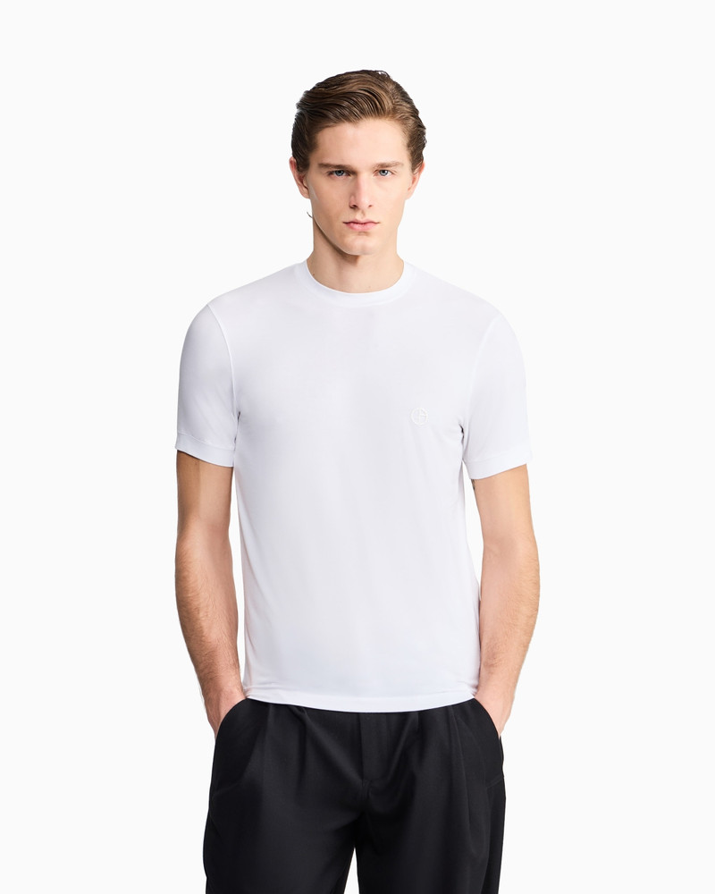 GIORGIO ARMANI STRETCH VISCOSE BAMBOO JERSEY T-SHIRT WITH GA EMBROIDERY outlook