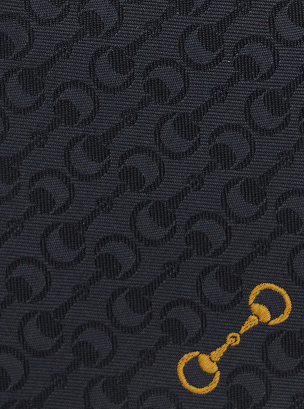 Gucci Men Black Tie With Horsebit And All-Over Horsebit Embroidery In Silk Man - 3