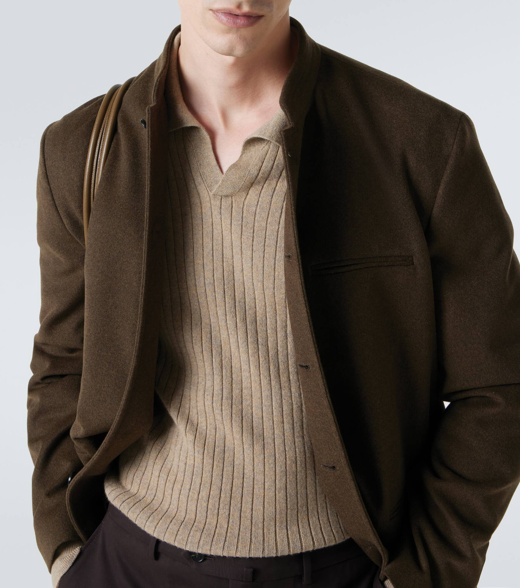 Ribbed-knit cashmere polo sweater - 5