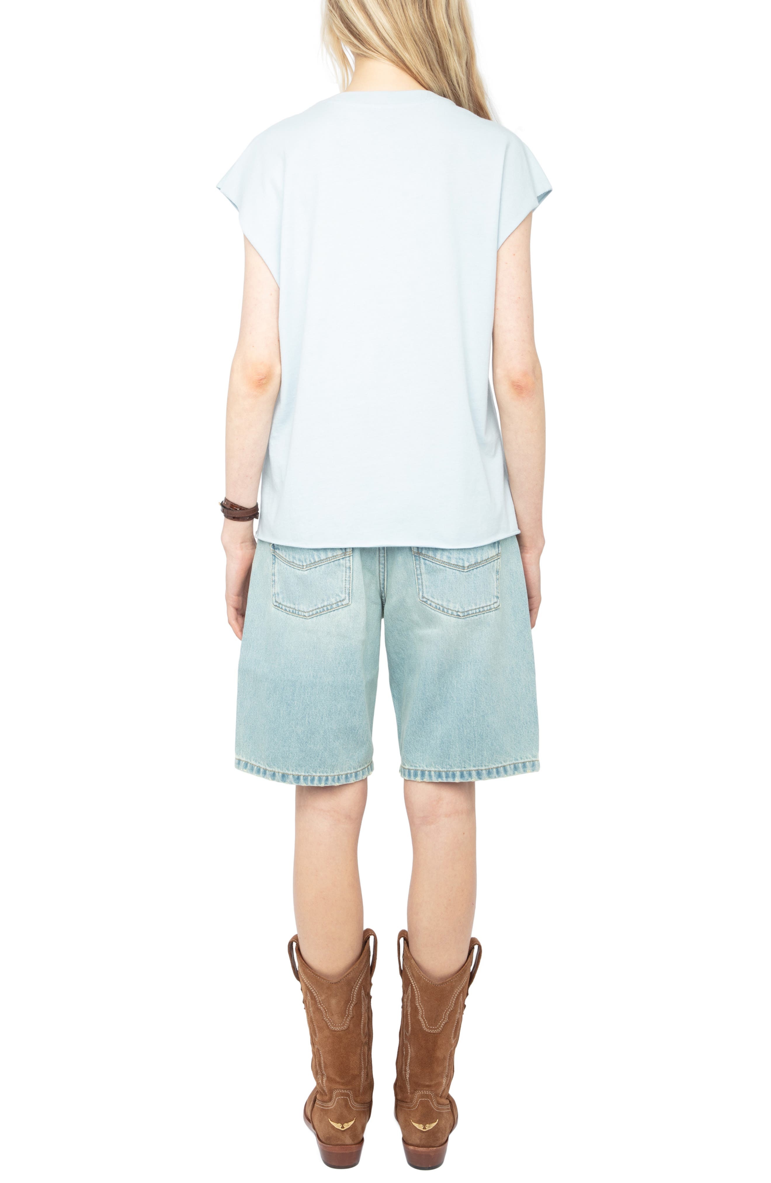 Zadig & Voltaire Somebody Loves Me Rhinestone Cotton Graphic T-Shirt in Cloud at Nordstrom - 7