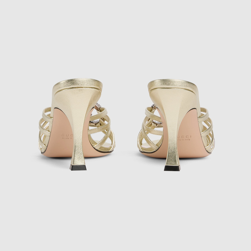Women's slide sandal with crystal Interlocking G 5