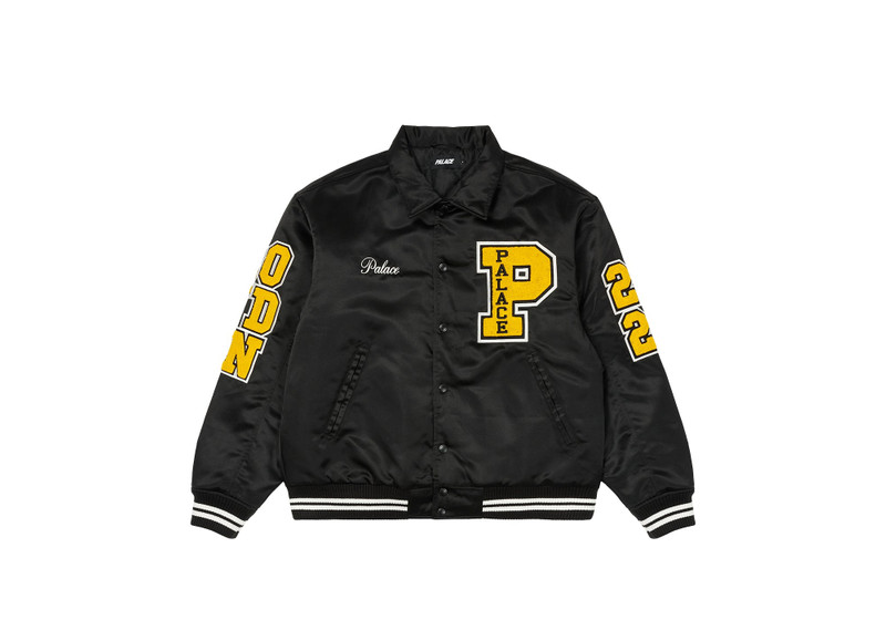 SATIN VARSITY JACKET BLACK - 1