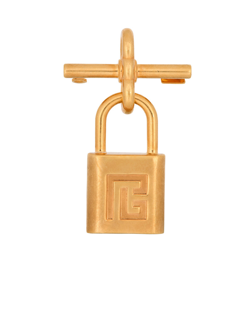 Brass Pulse padlock brooch 1