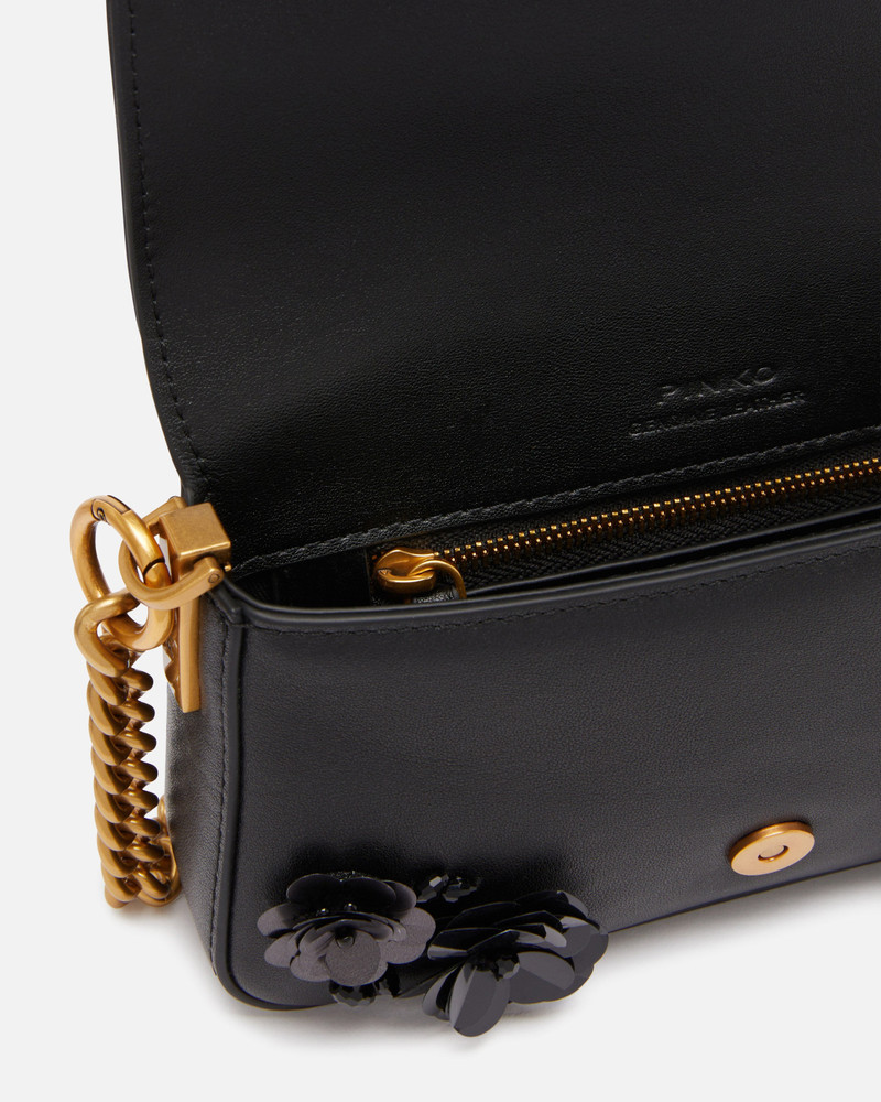 BABY LOVE BAG SLOUCHY SHOULDER BAG IN LEATHER WITH JEWEL FLOWERS 4