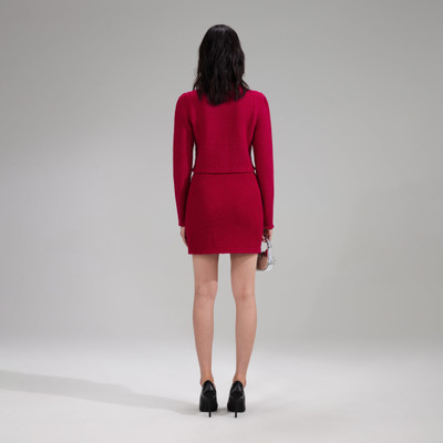 self-portrait Red Melange Knit Button Mini Skirt outlook