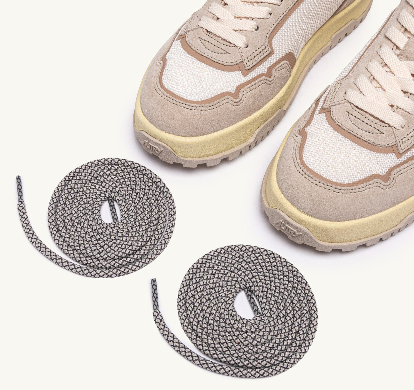 WILDPACE LOW SNEAKERS IN WHISPER WHITE AND SAND MESH AND SUEDE - 7