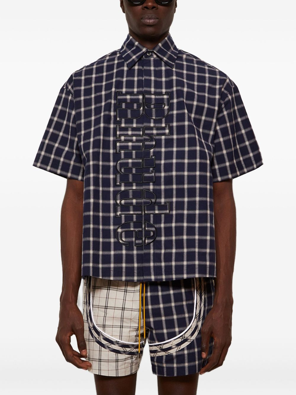 checked-pattern shirt - 3