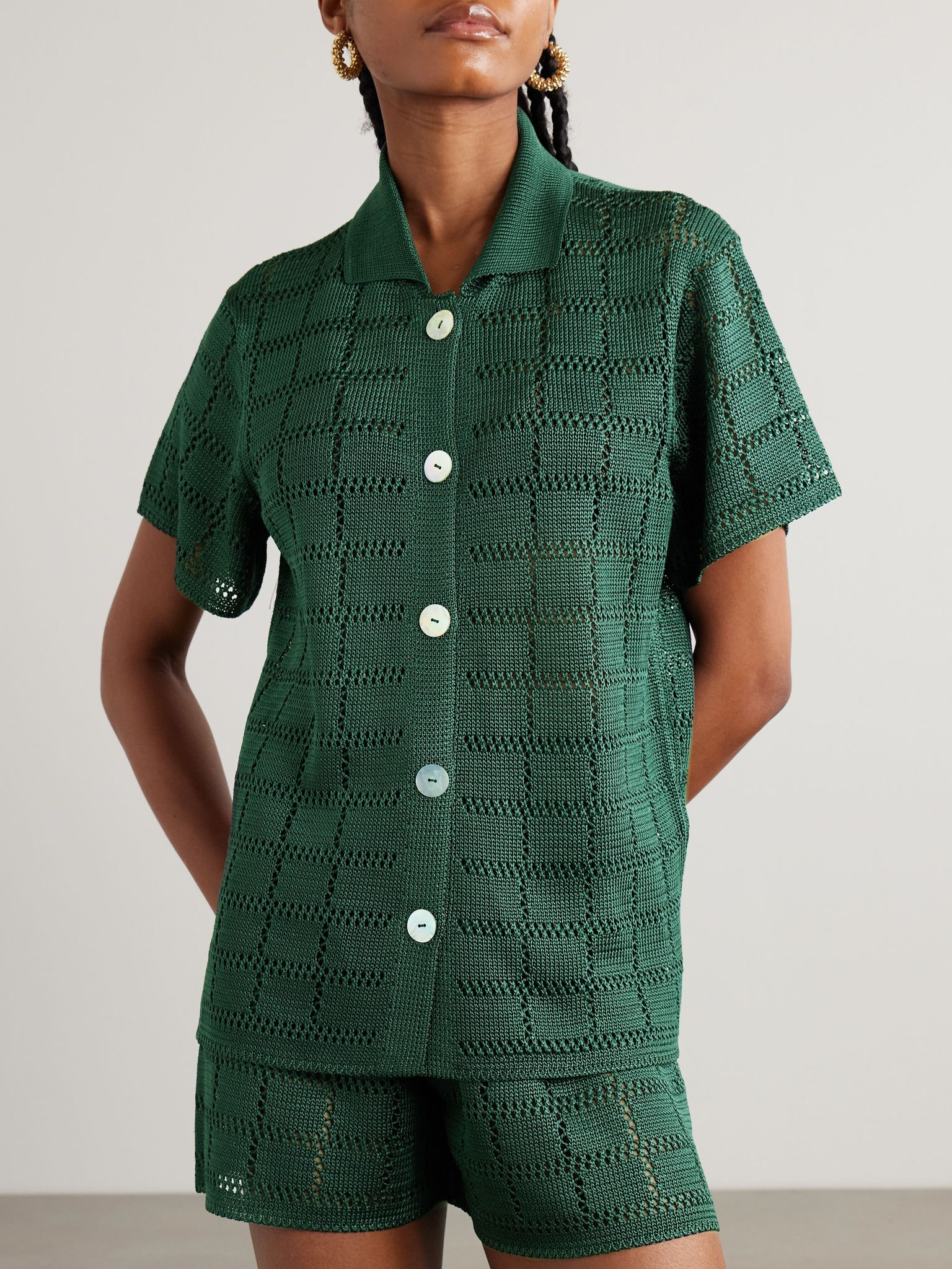 Open-knit shirt Green - 3