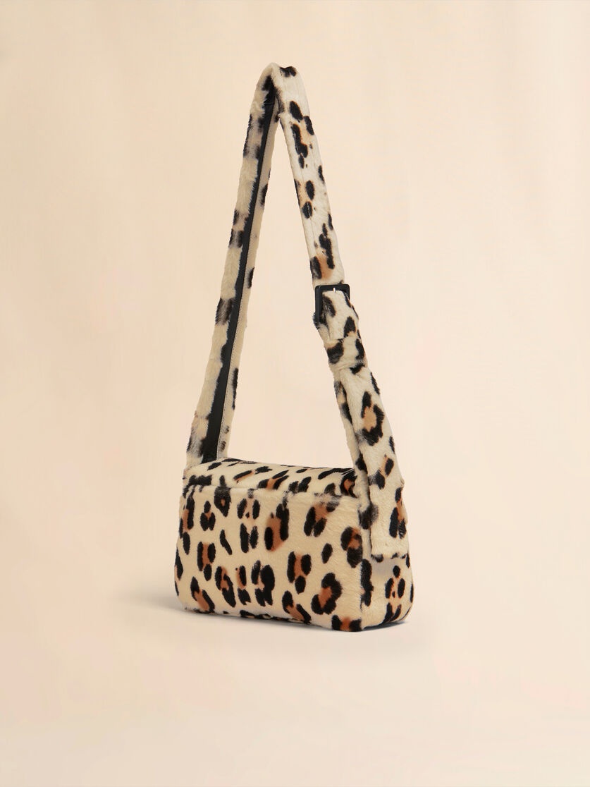 SHEARLING ANIMAL PRINT TRUNKAROO SOFT MEDIUM SHOULDER BAG - 2