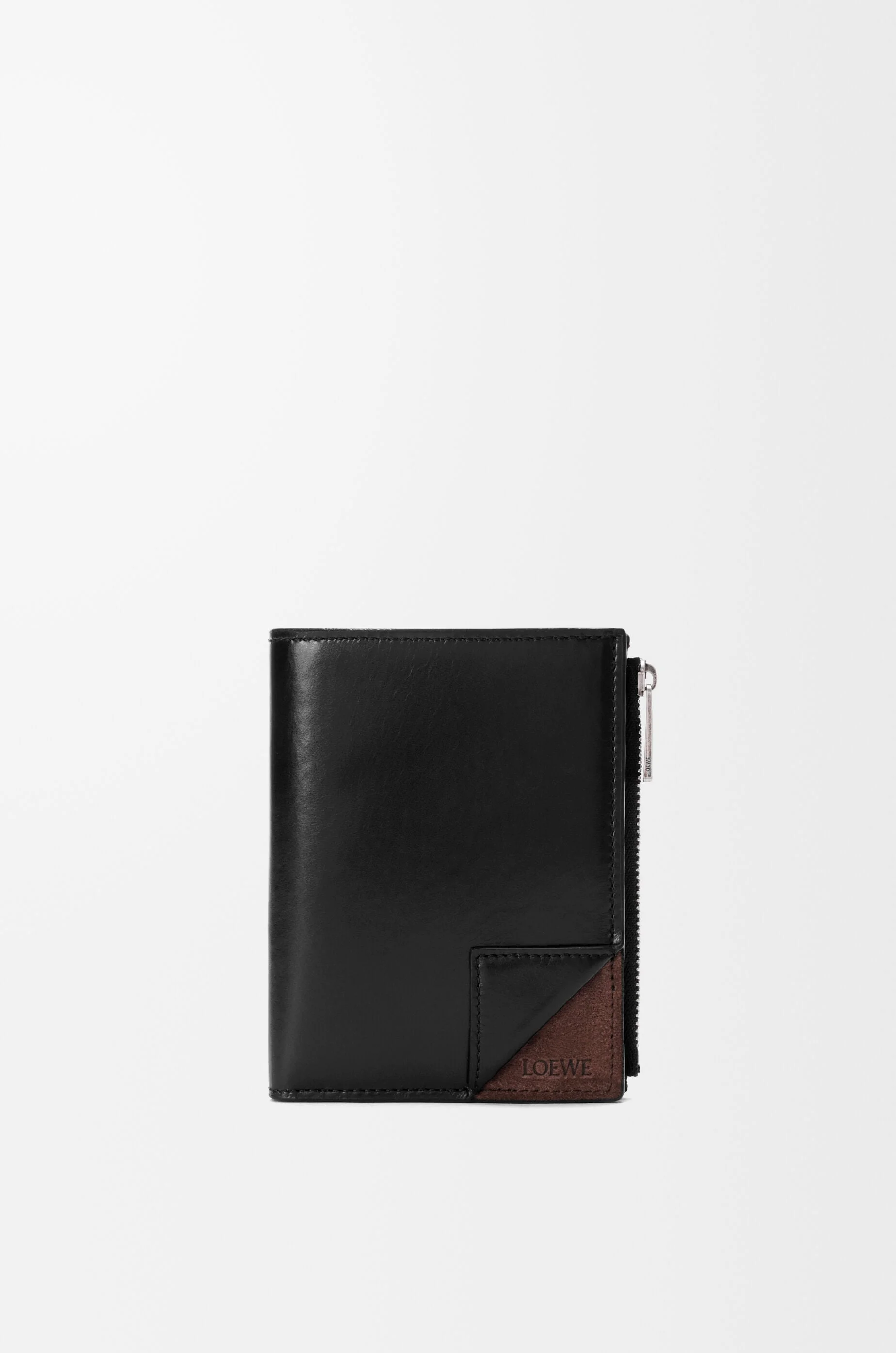 Switch slim compact wallet in supple grained calfskin and suede - 1