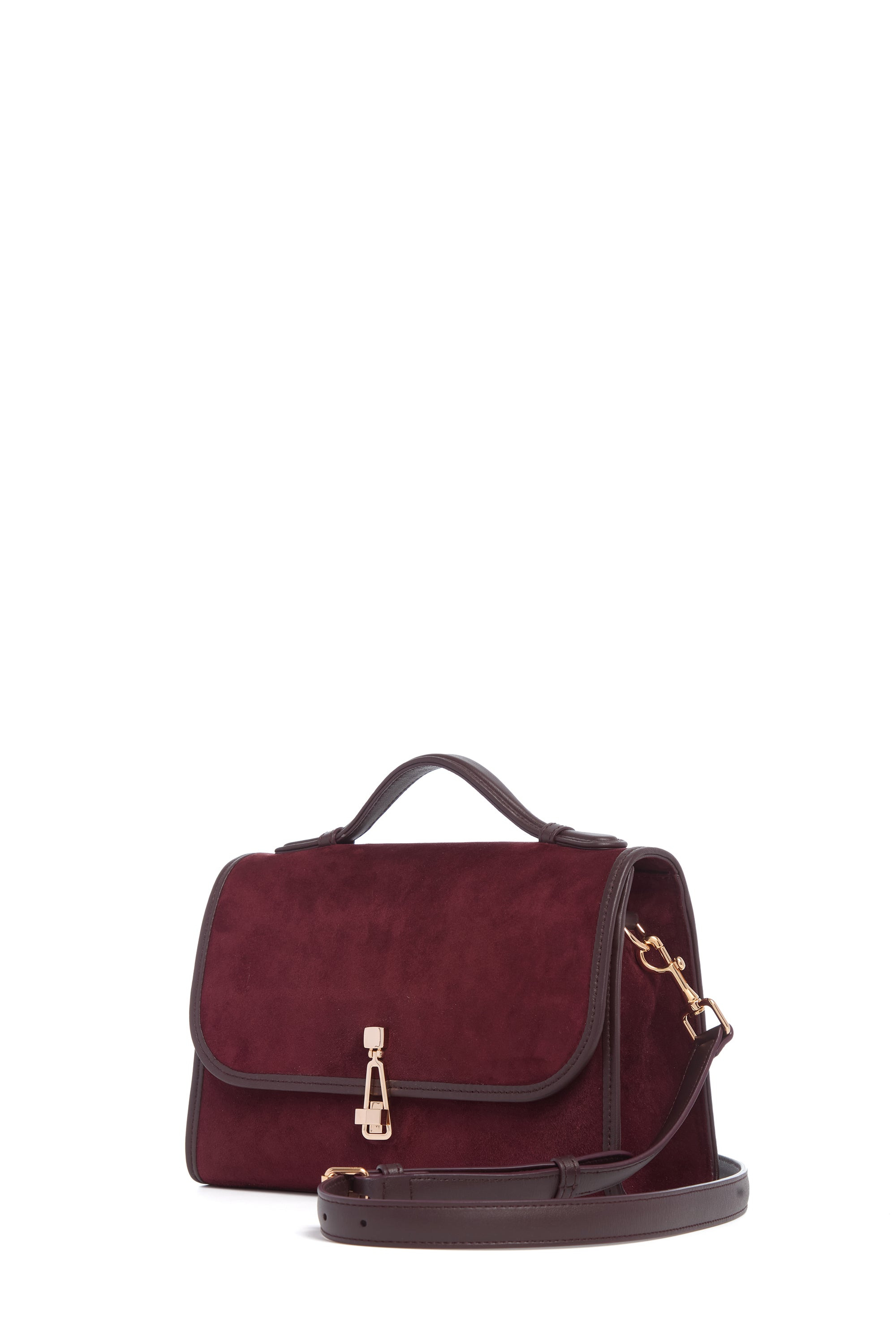 Medium Leonora Flap Bag in Bordeaux Suede - 2