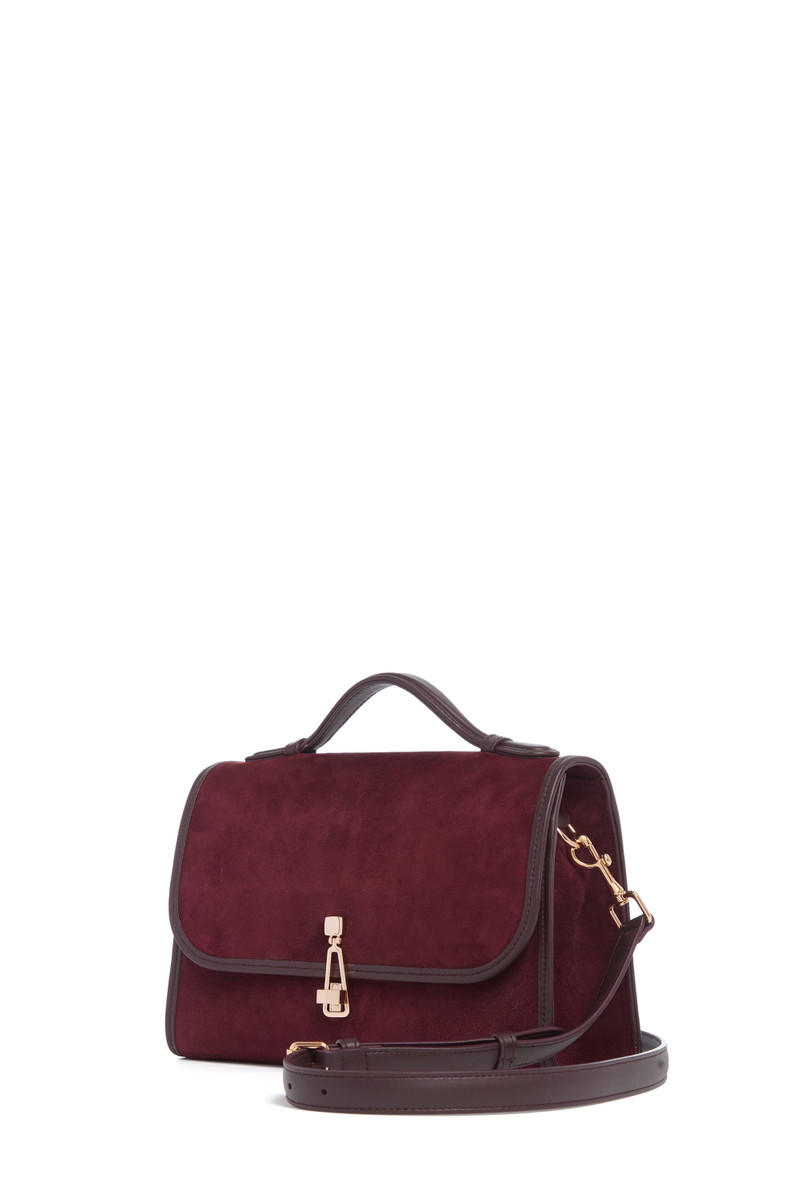 GABRIELA HEARST Medium Leonora Flap Bag in Bordeaux Suede outlook