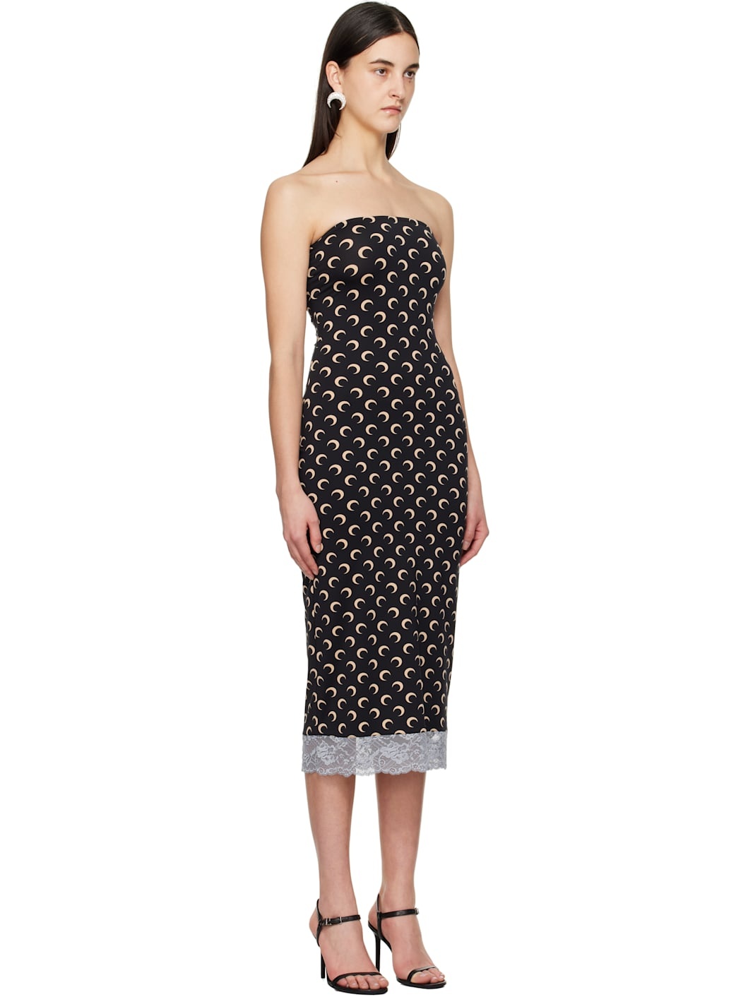 Black Recycled Moon Jersey Bustier Midi Dress - 2