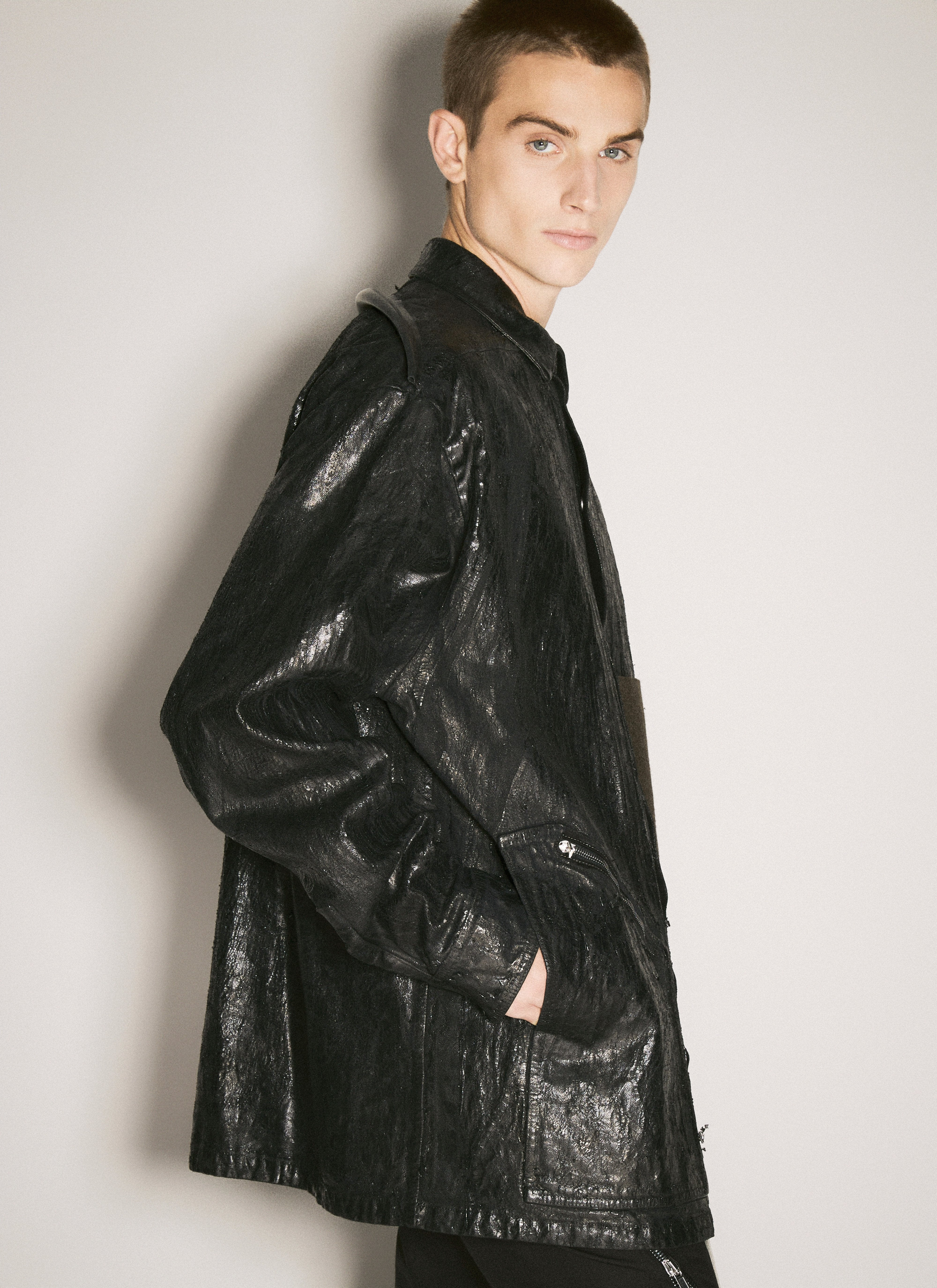 Rick Owens Men Distressed Denim Jacket - 4