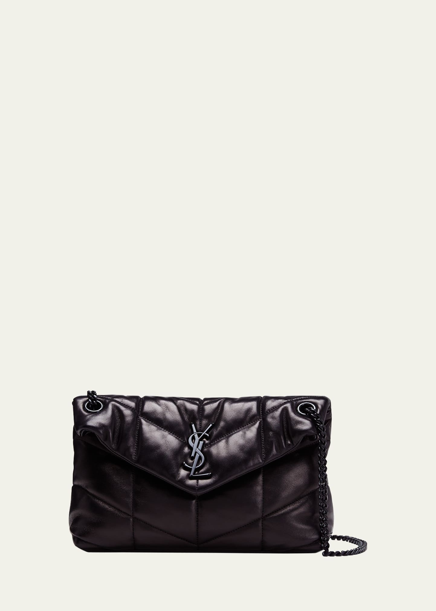 Lou Small Quilted Lambskin Leather Flap-Top Shoulder Bag, Black Hardware - 1