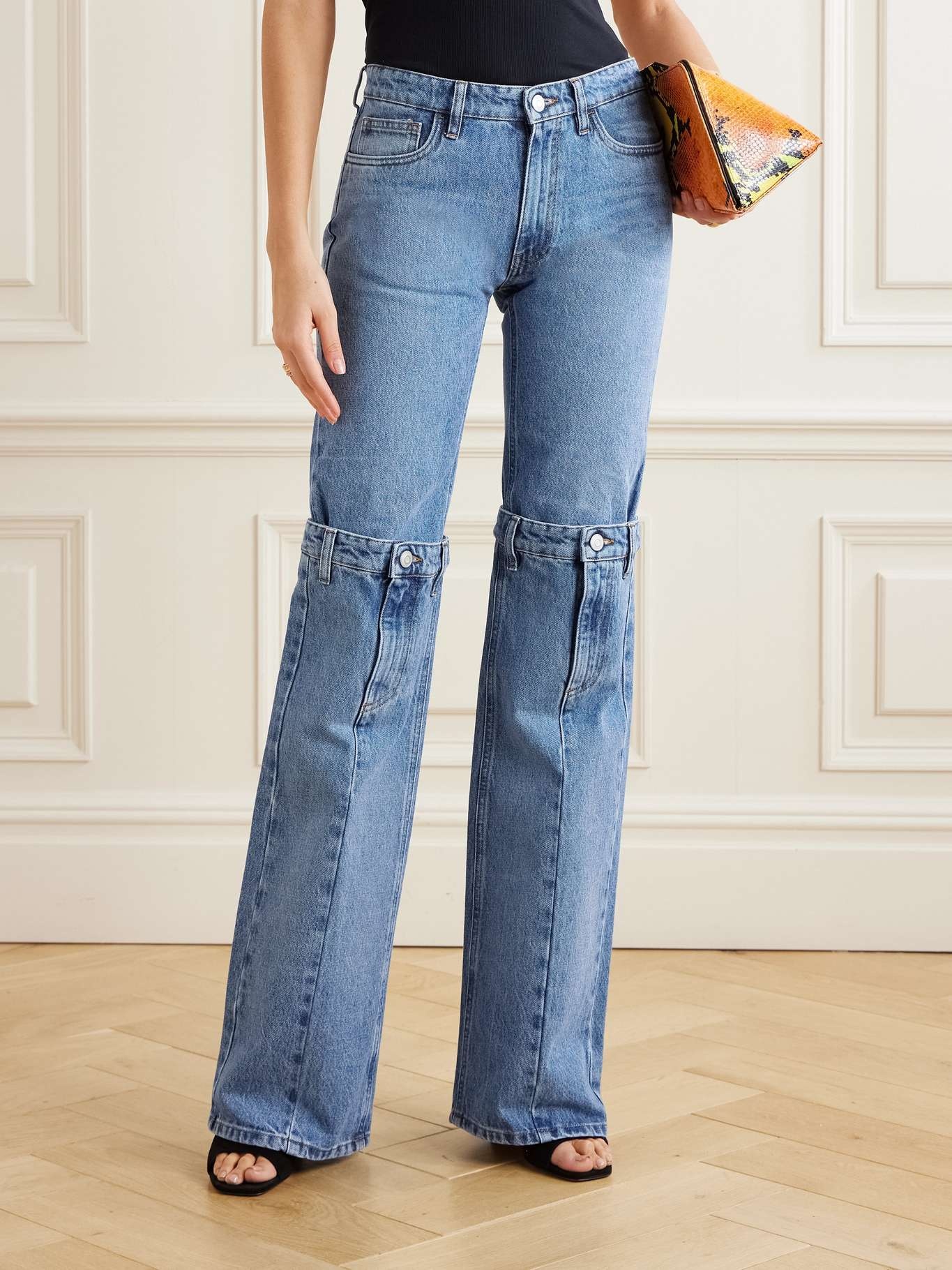 Paneled mid-rise straight-leg jeans - 3