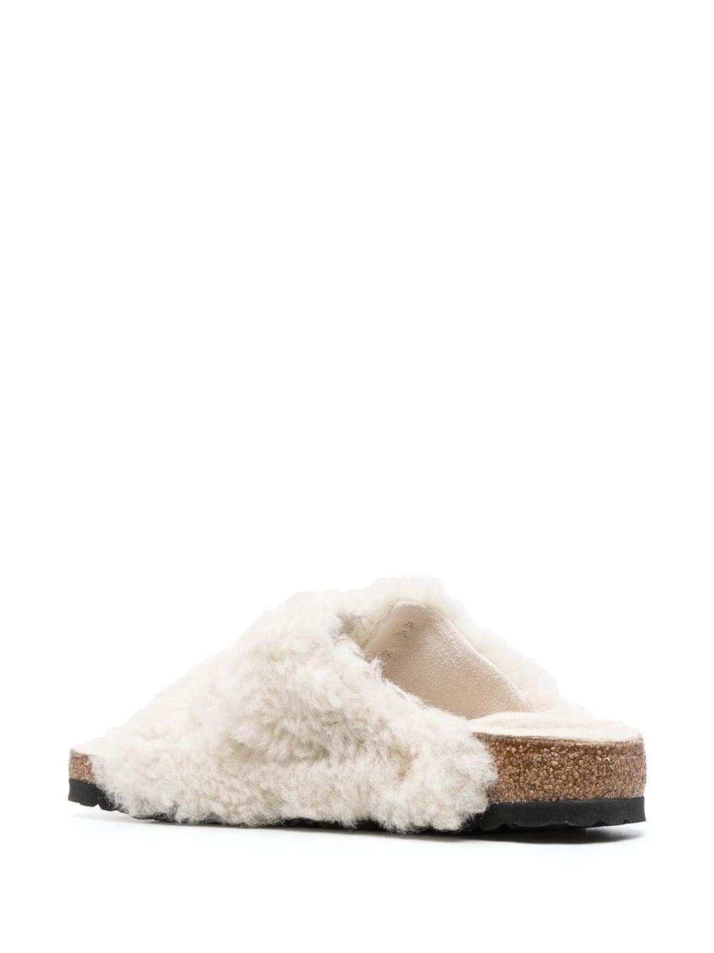 buckle-fastening shearling slides - 3