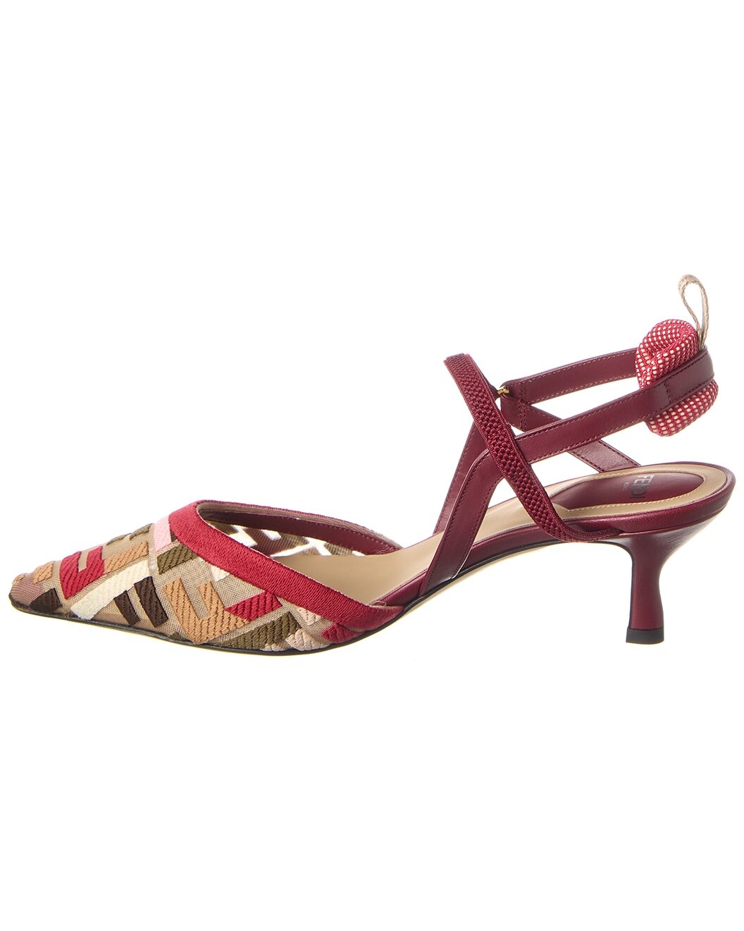 FENDI FF Colibri Lite Medium Mesh & Leather Slingback Mule - 2