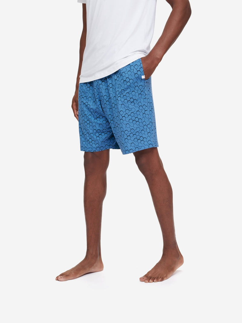 Derek Rose Men's Lounge Shorts London 6 Micro Modal Stretch Blue outlook