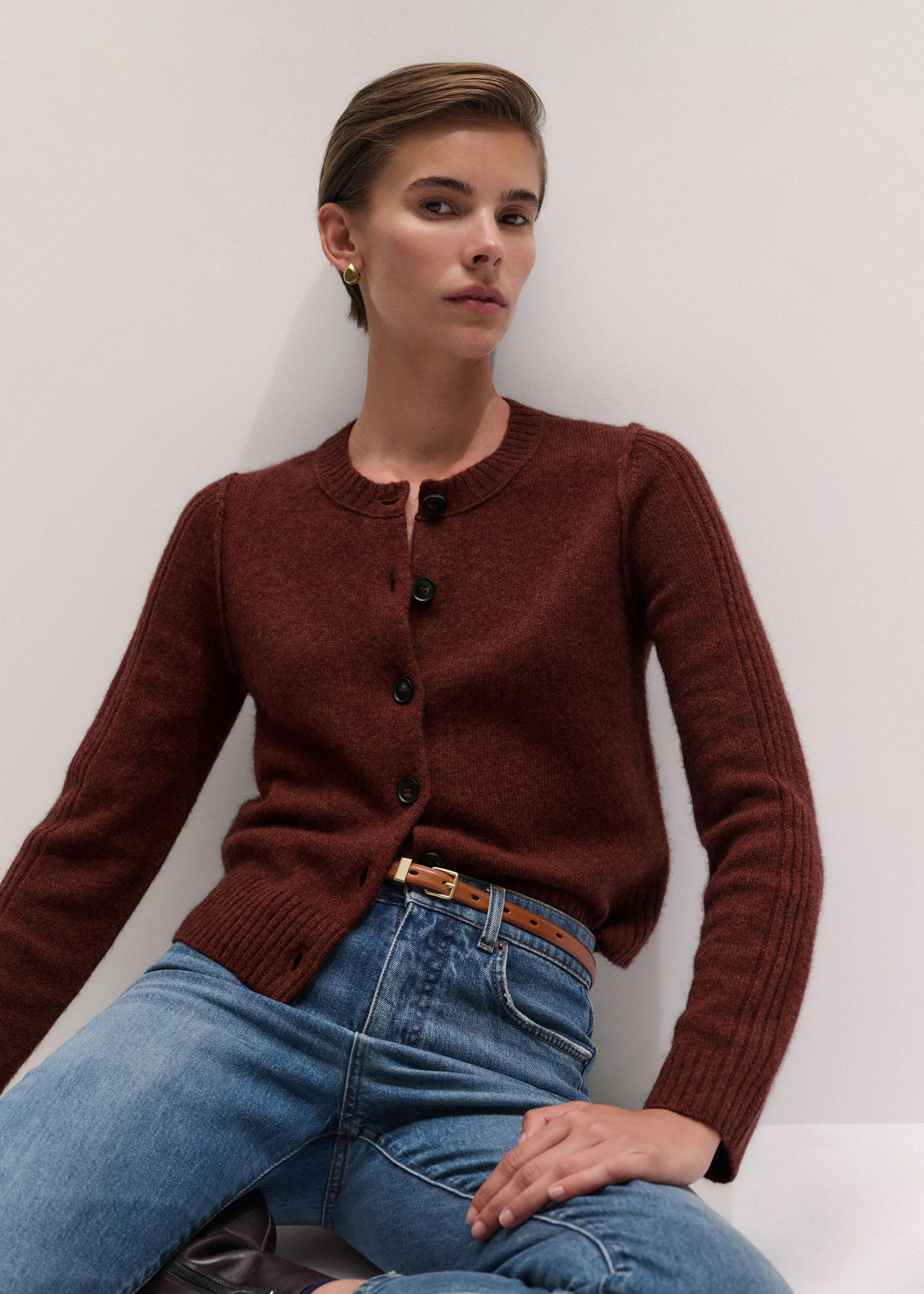Rib Sleeve Cardigan - 1