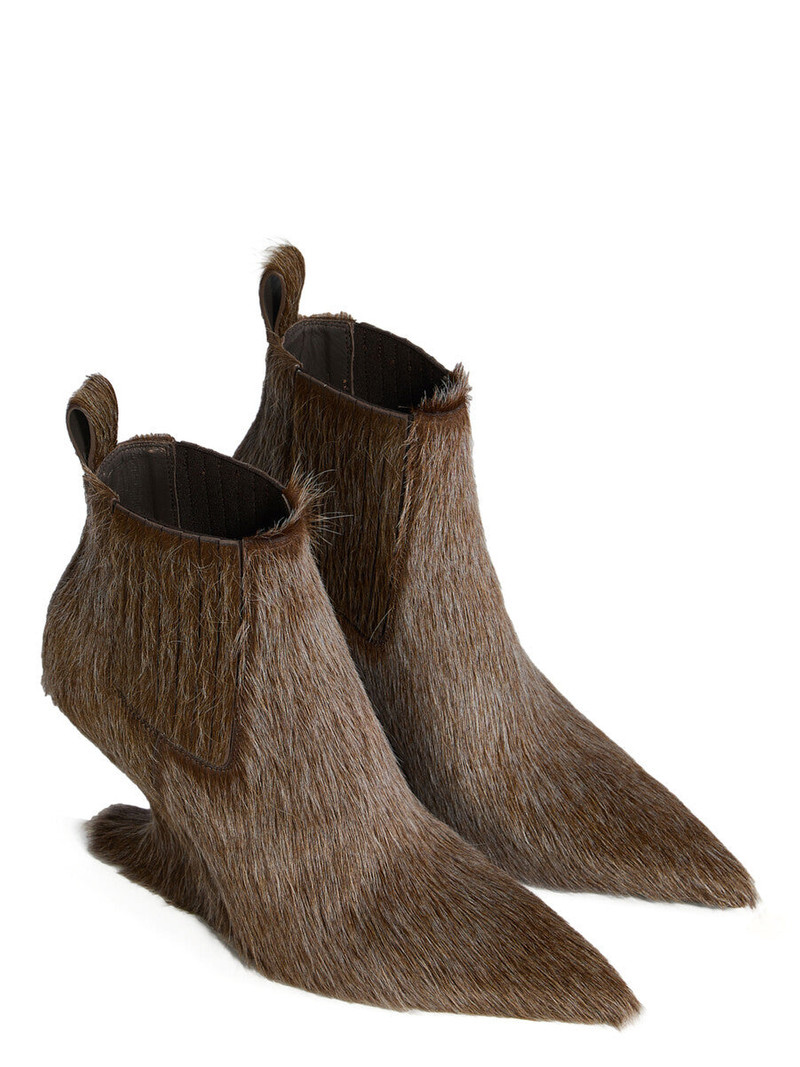 Calf Hair Cantilever Ankle Sharp Boots 6