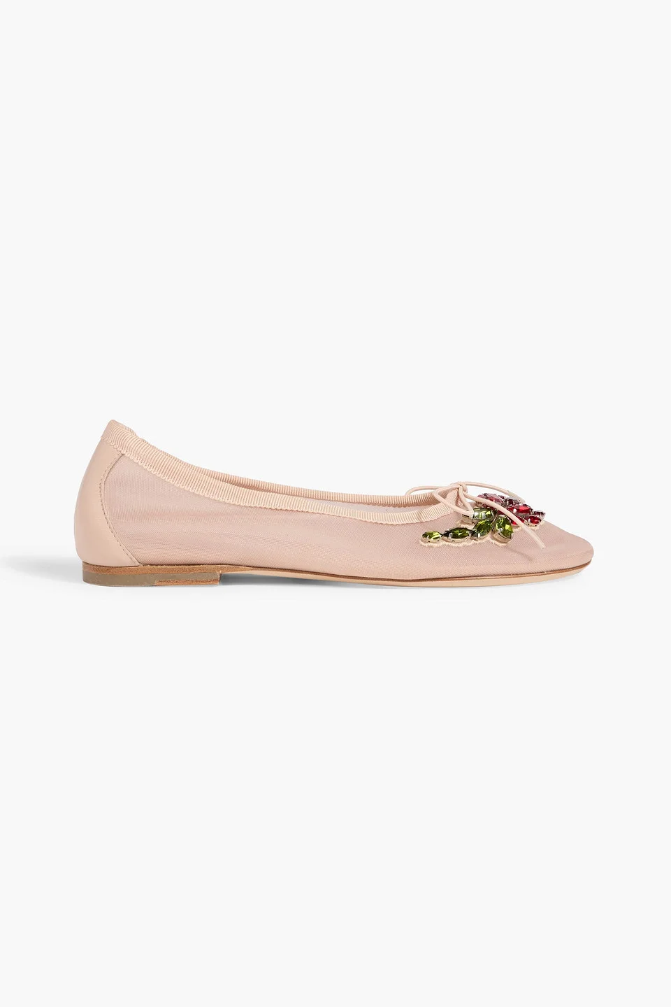 Crystal-embellished mesh ballet flats - 1