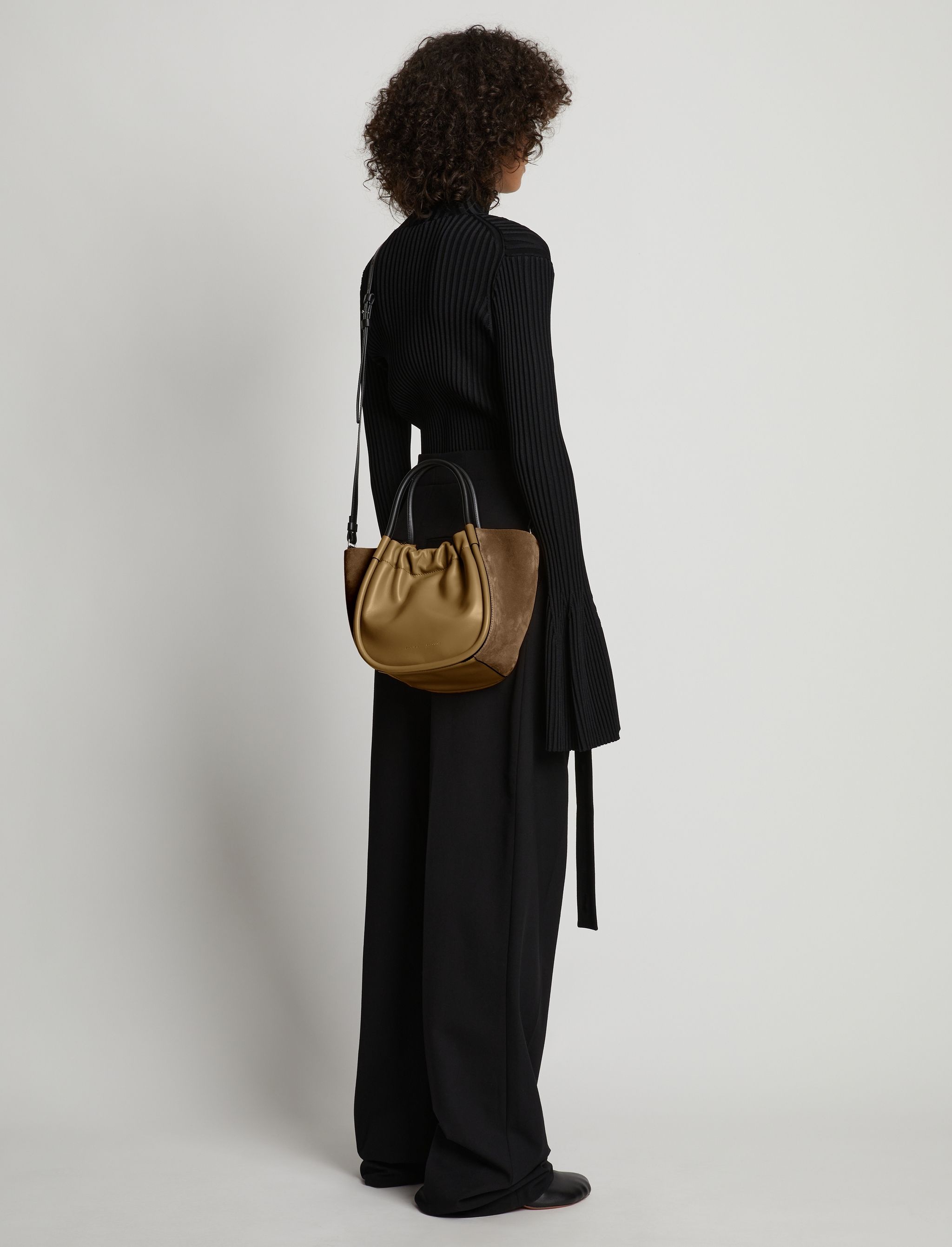 Small Suede Ruched Crossbody Tote - 5