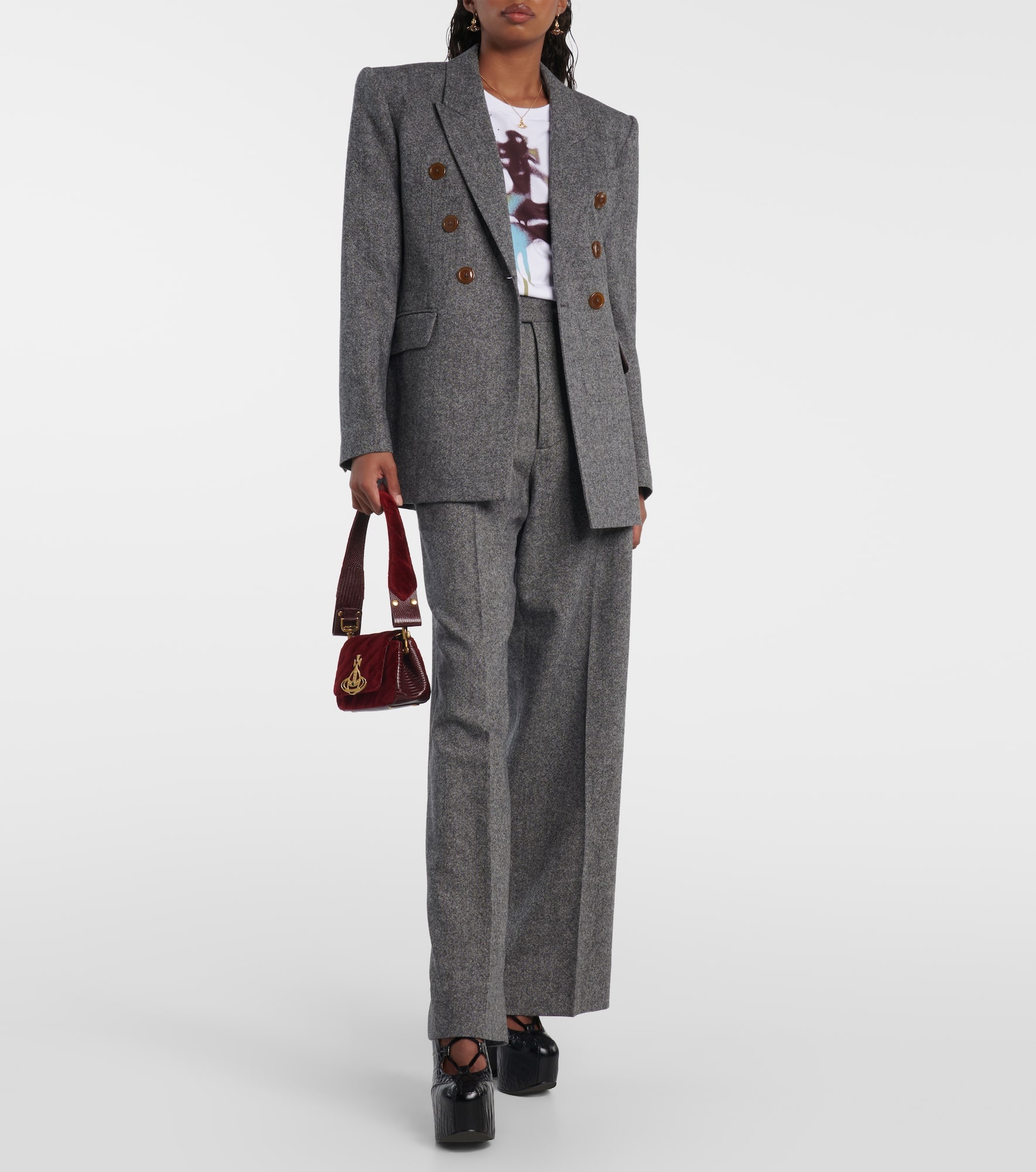 Wool-blend double breasted blazer - 2