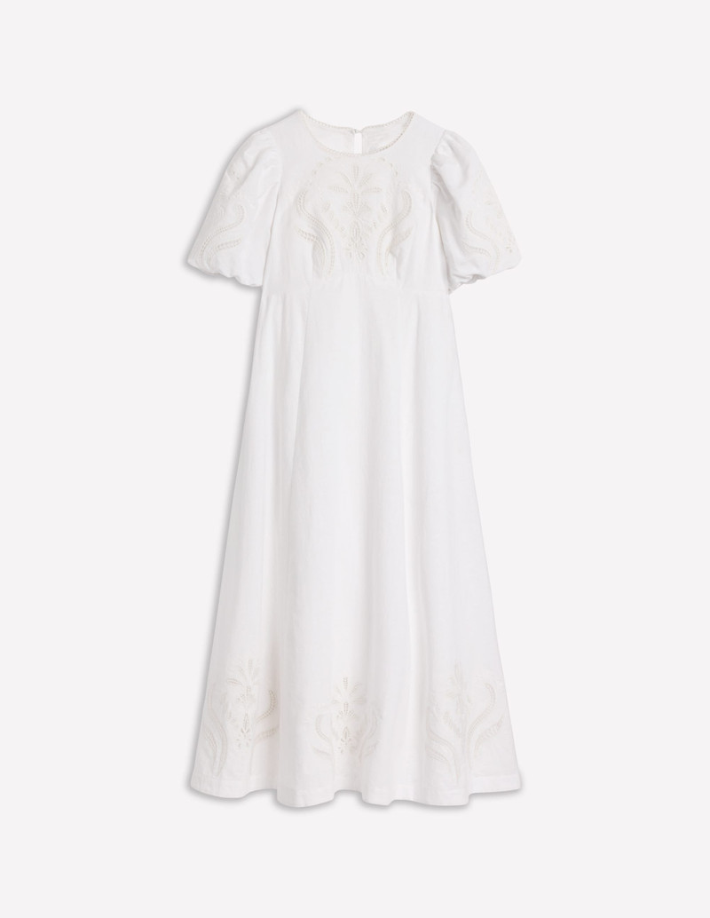 Empire Broderie Tea Dress-White 1
