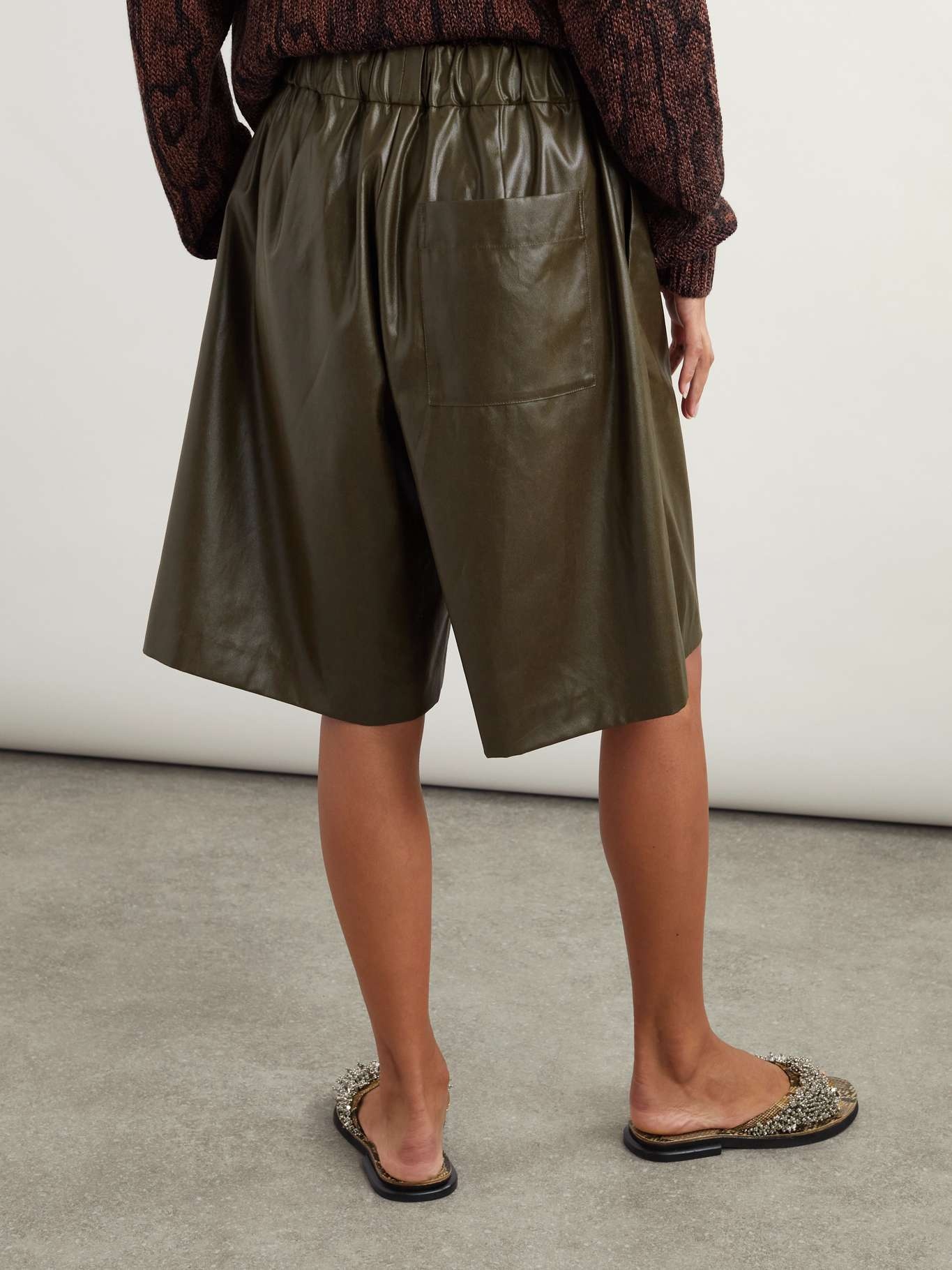 Faux leather shorts Dark green - 4
