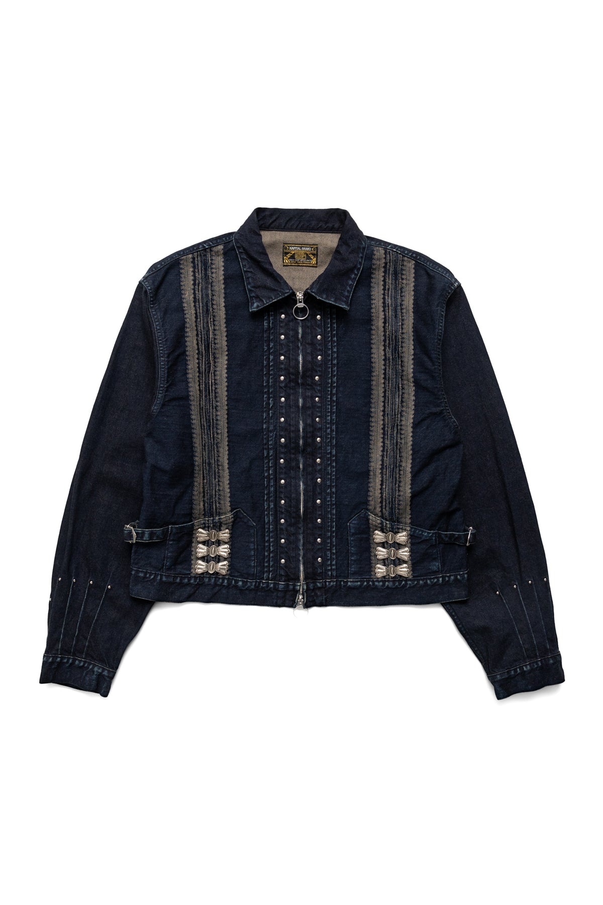 12oz YAGASURI Jacquard Denim CHIMAYO Drizzler JKT - Indigo - 1