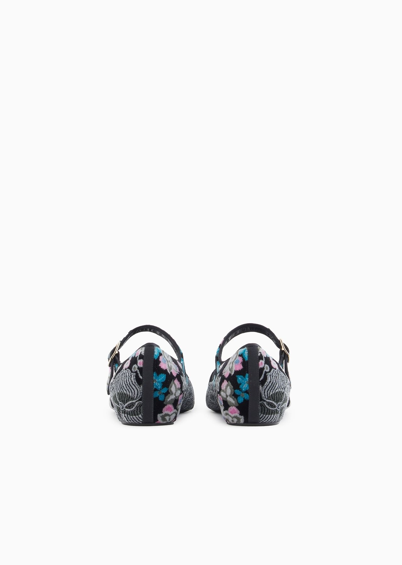 Embroidered velvet ballerinas with strap - 4