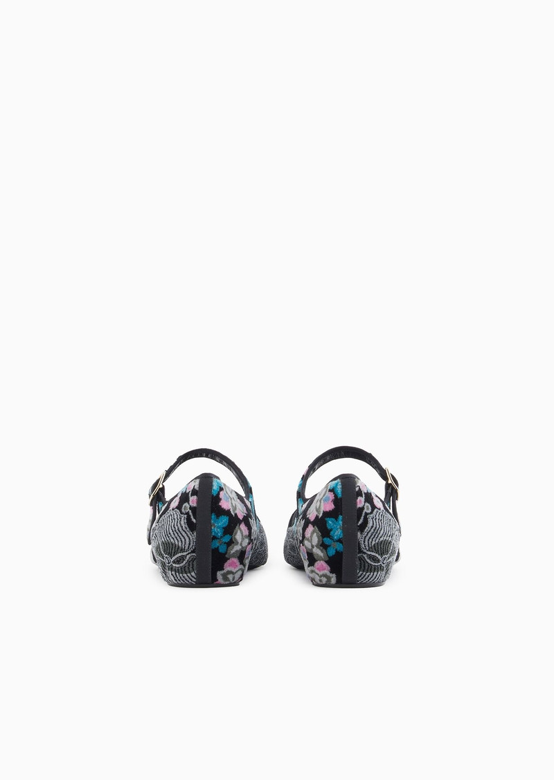GIORGIO ARMANI Embroidered velvet ballerinas with strap outlook