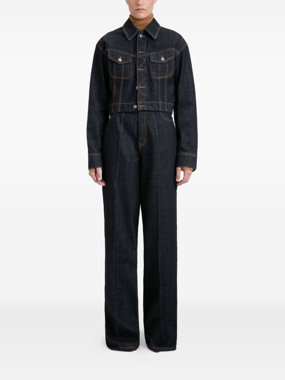 button-fastening denim jacket - 2
