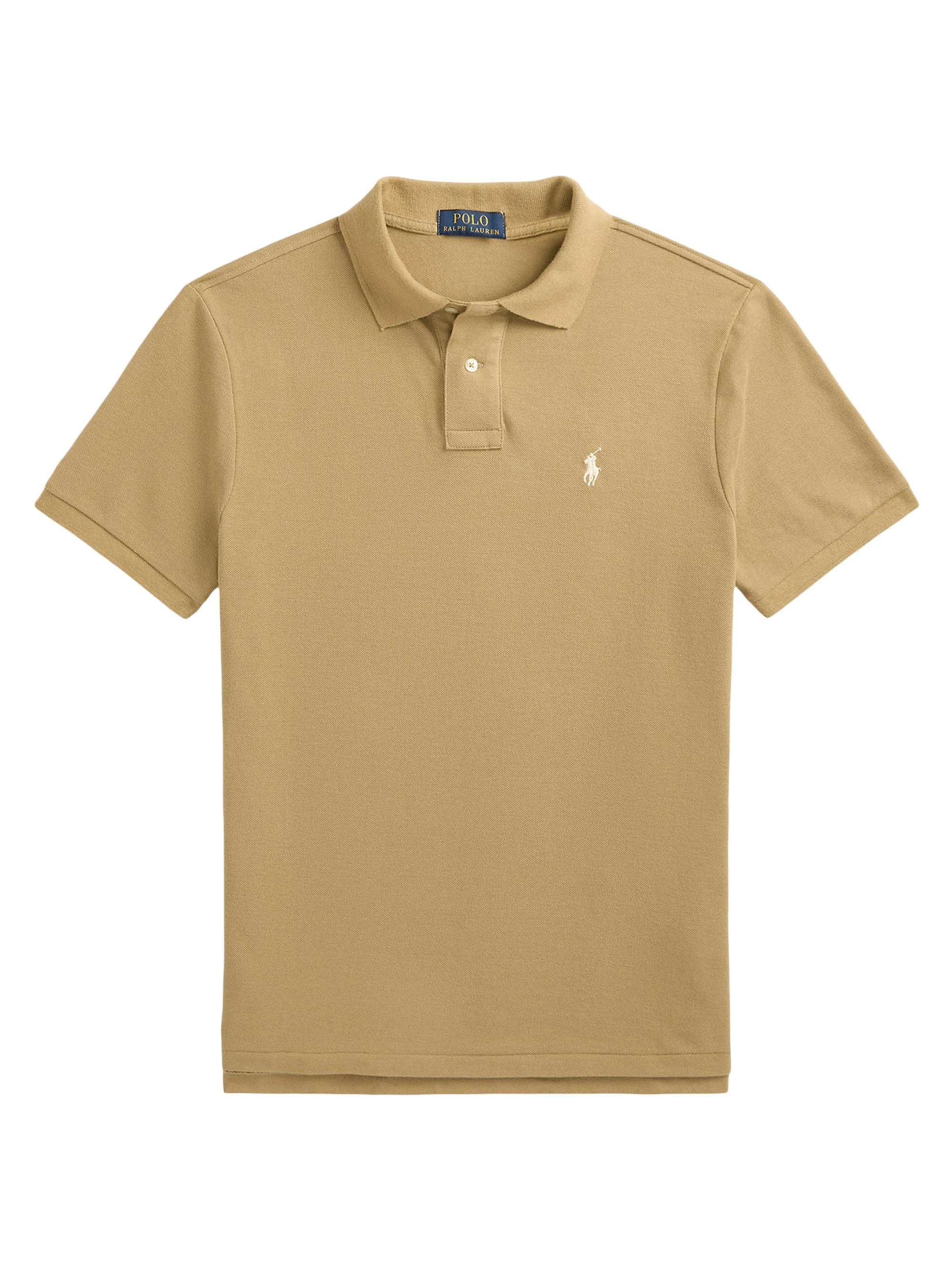 Men's Custom-Slim-Fit Mesh Polo Shirt - Cafe Tan - 1