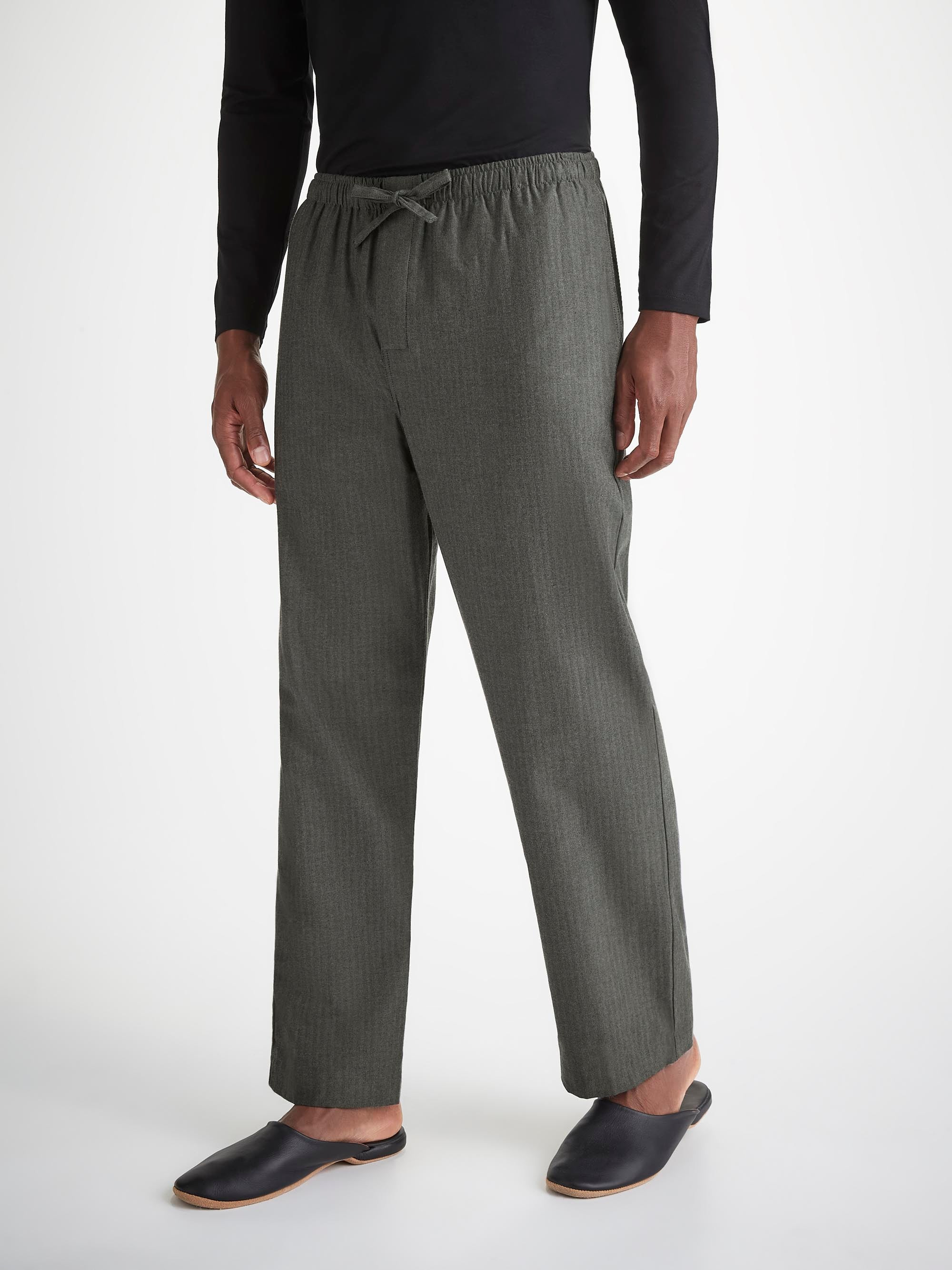 Men's Lounge Pants Balmoral Brushed Cotton Charcoal - 6
